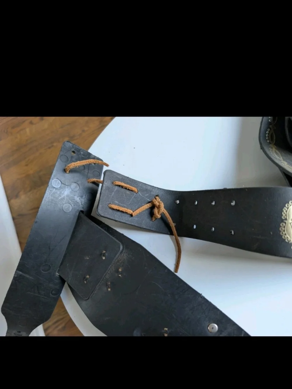 VTG Western Leather Double Holster Gun Belt Cowboy Costume Toy Gold Star Buckle